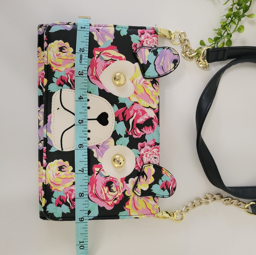 LovBetsey by Betsey Johnson floral doggie face crossbody bag/ clutch - Picture 7 of 10
